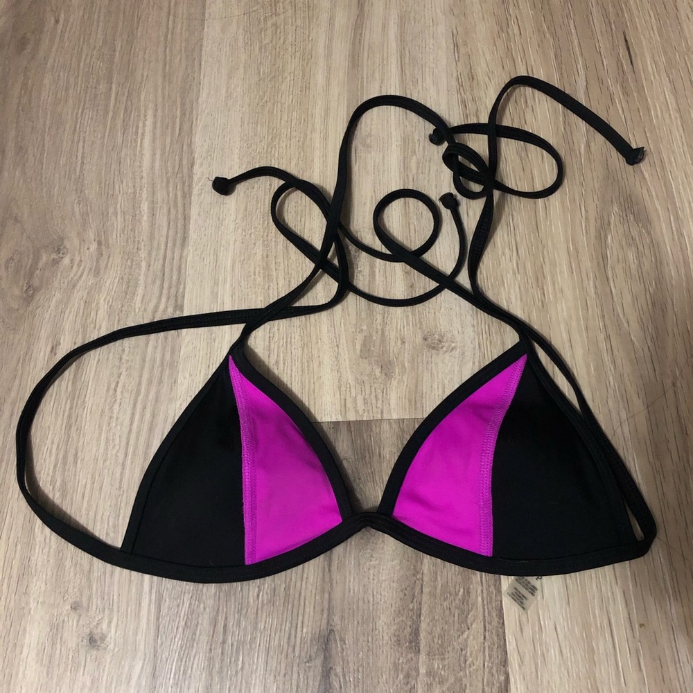 vs pink black pink colorblock triangle bikini top